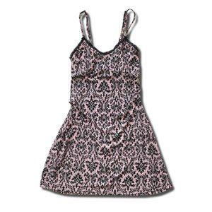 Black And Pink Damask Pattern Slip Dress